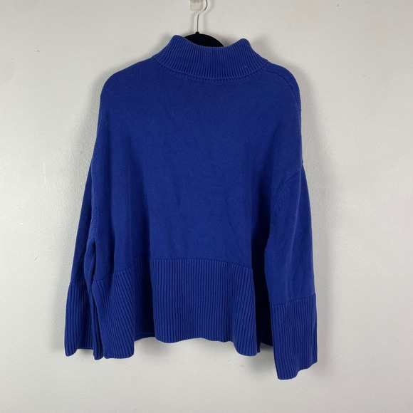 GAP Relaxed Fit Cotton 24/7 Split Hem Turtleneck Sweater Blue XL Oversized Boxy - Picture 9 of 11